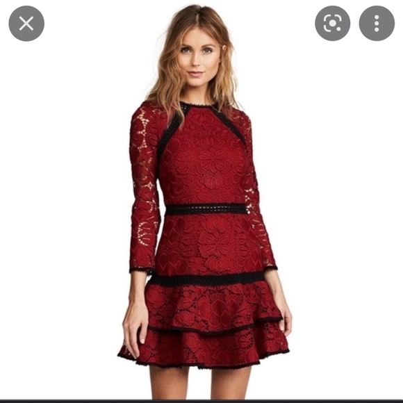 ♥️ NWT Alexis “Kharis” Lace Mini Dress with Black Trim - Picture 1 of 7